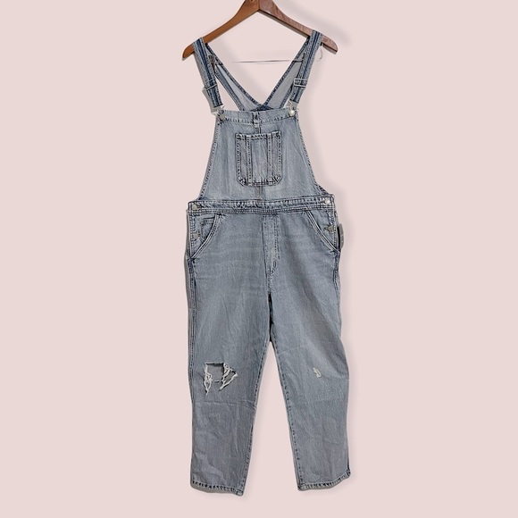 Lucky Brand Overalls light denim distressed NWT